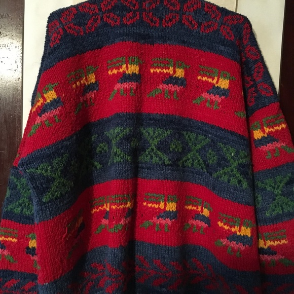 Vintage hand knitted 100% wool cardigan sweater, Sz XL, mint condition - Picture 2 of 3